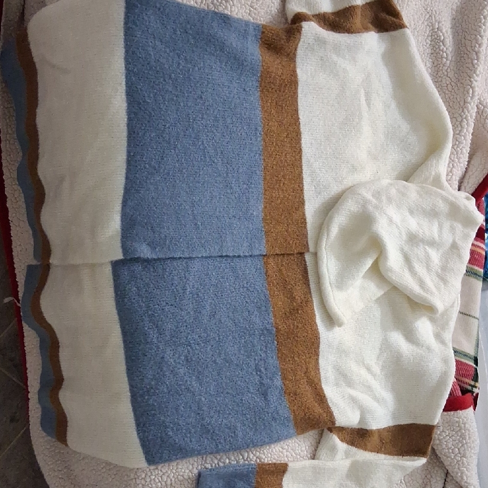 Olivia Sky Blue and Brown Striped Sweater